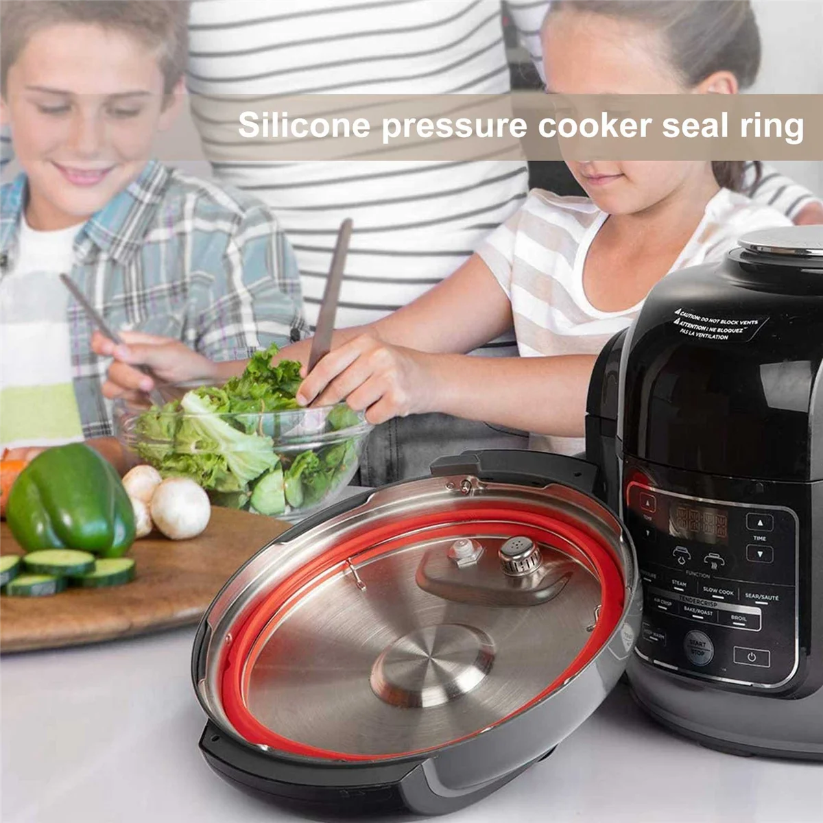 닌자 푸디 8 쿼트 실리콘 개스킷 액세서리, 고무 실러, 공기 교체용 씰링 링, 3 팩