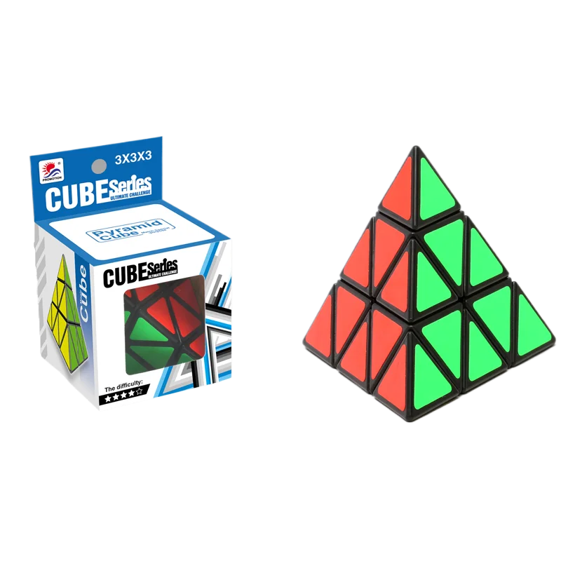 어린이 피라미드 큐브 3x3x3 매직 트라이앵글 스피드 Pyraminx 큐브 부드러운 두뇌 티저 장난감 퍼즐 게임 STEM 교육 장난감