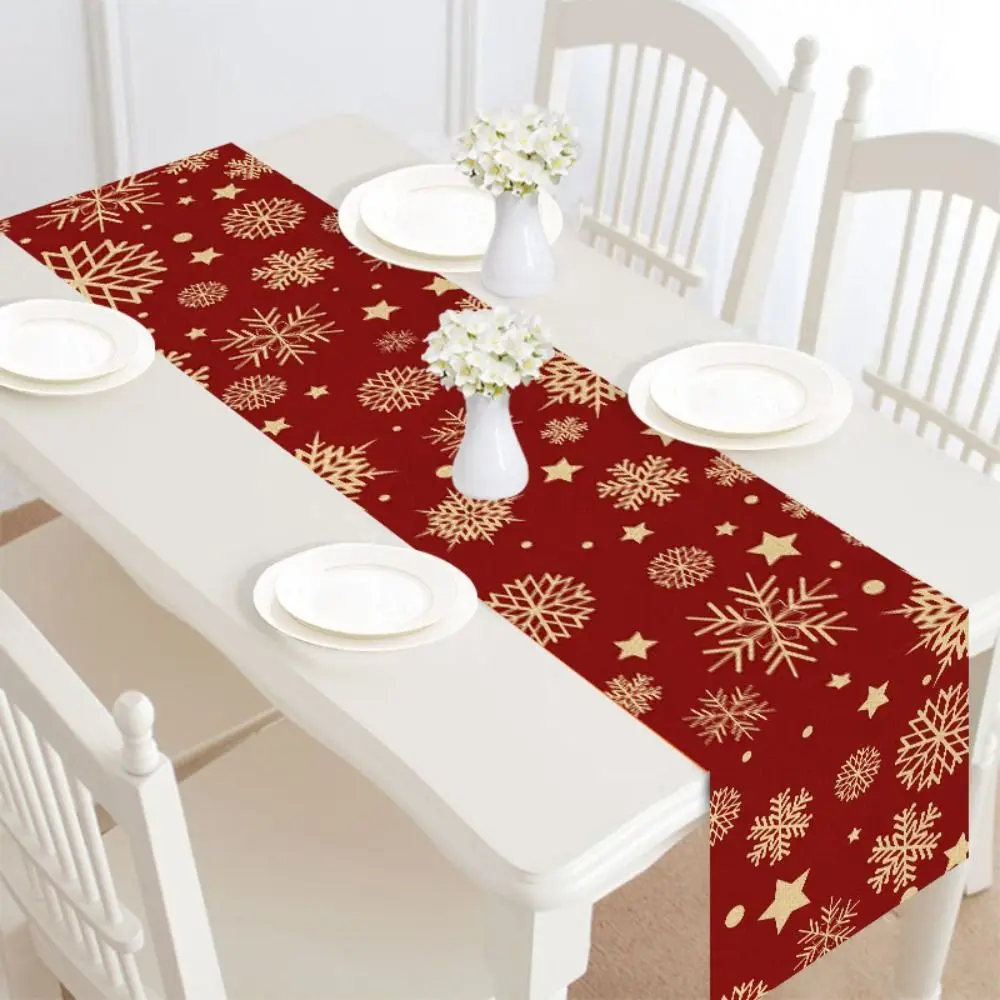 Merry Christmas Decoration 30x182cm Christmas Table Runner Luxury Vintage Dacron Table Runner Rustic Long Tablecloth Christmas