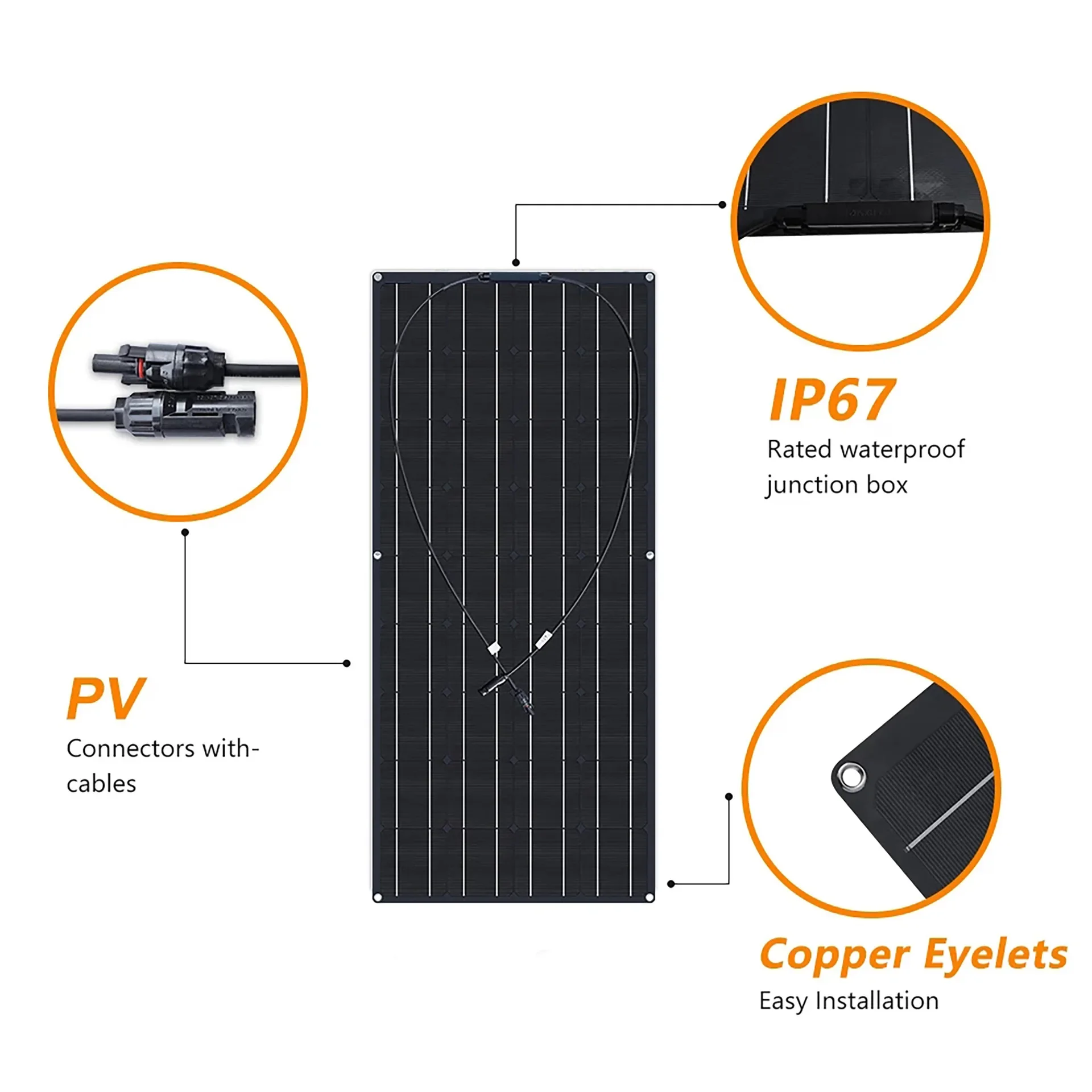 Imagem -02 - Painel Solar Flexível de Alta Potência Etfe Célula Solar Monocristalina Carregador de Bateria 2000w 12v para Casa ao ar Livre Camping Carros Barcos