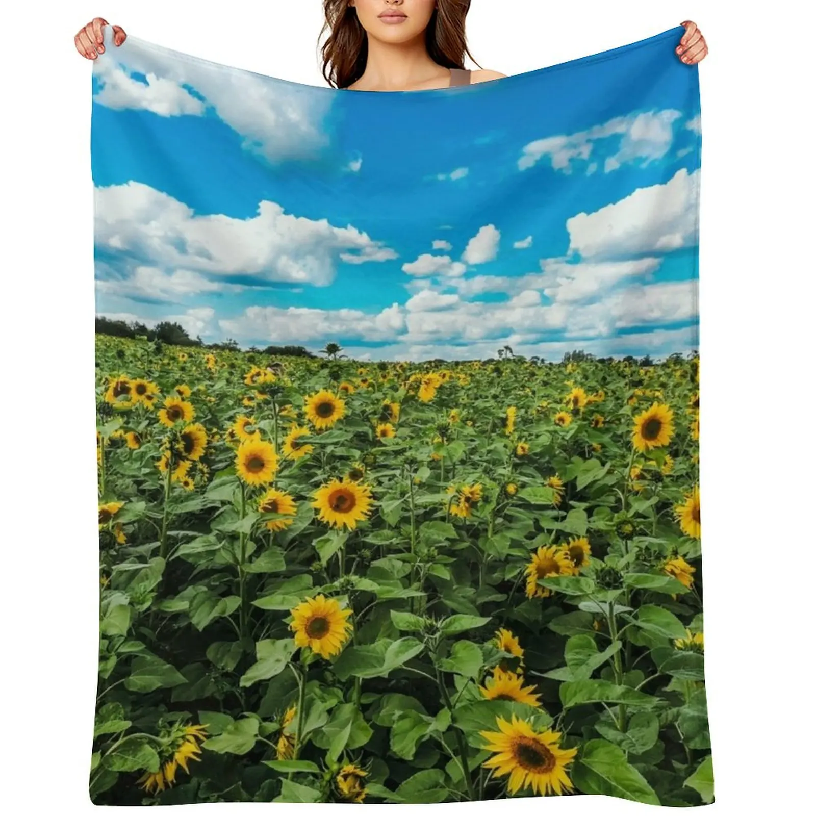 

Sunflower Field Throw Blanket funny gift Bed Soft Big For Decorative Sofa Blankets