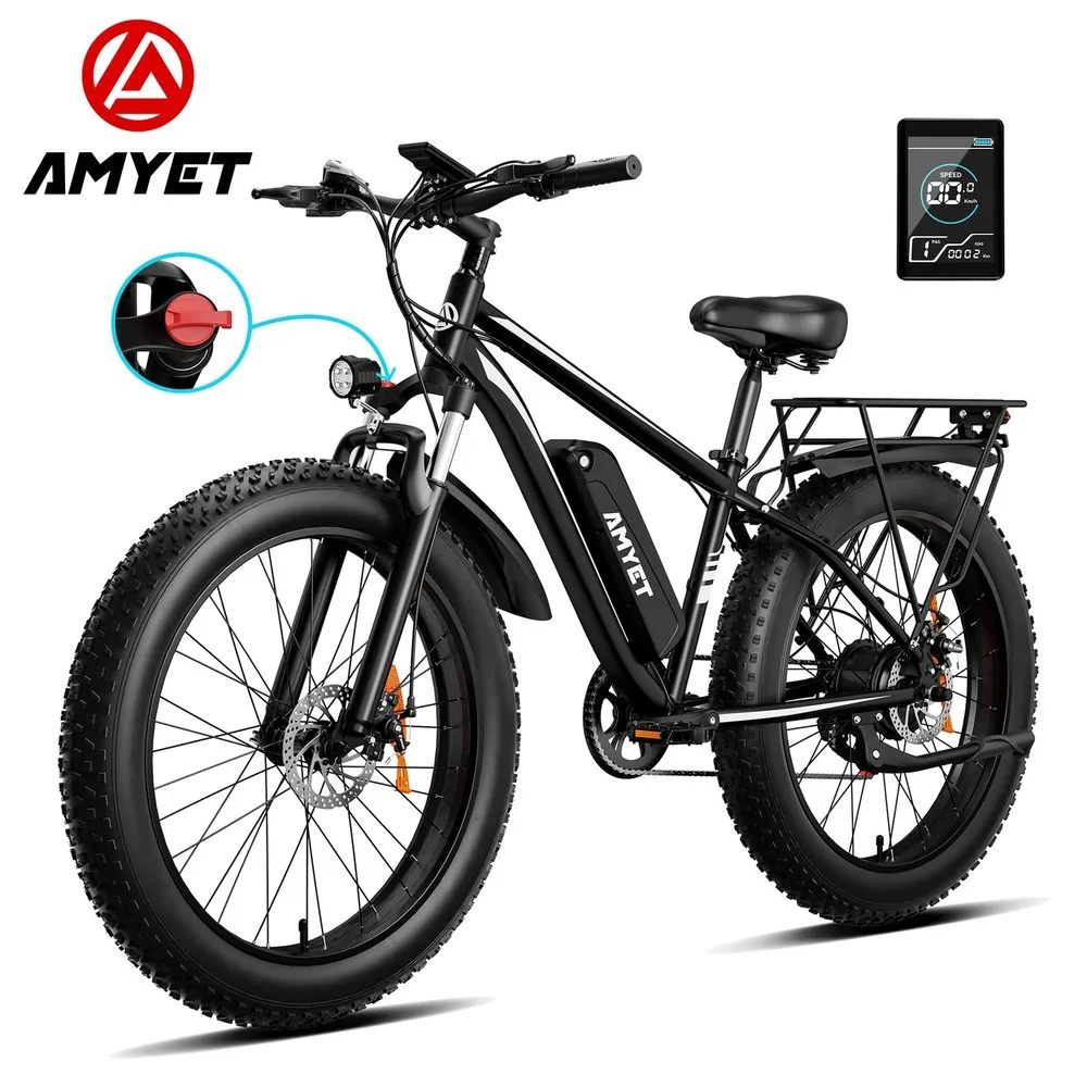 26" Fat Tire Electric Bike for Adult 1000W 48V 15AH Electric Mountain Bike image 1