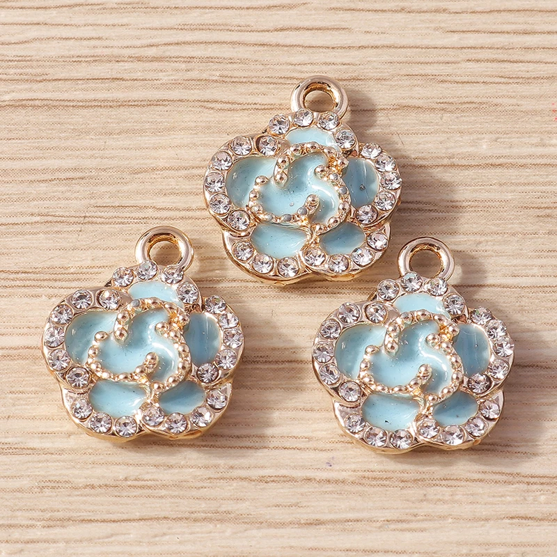 10 Stück 14x17mm Niedliche Kristallblumen-Anhänger für Schmuckherstellung, DIY Tropfenohrringe, Halsketten, Armbänder, Schmuckzubehör – Detail 7