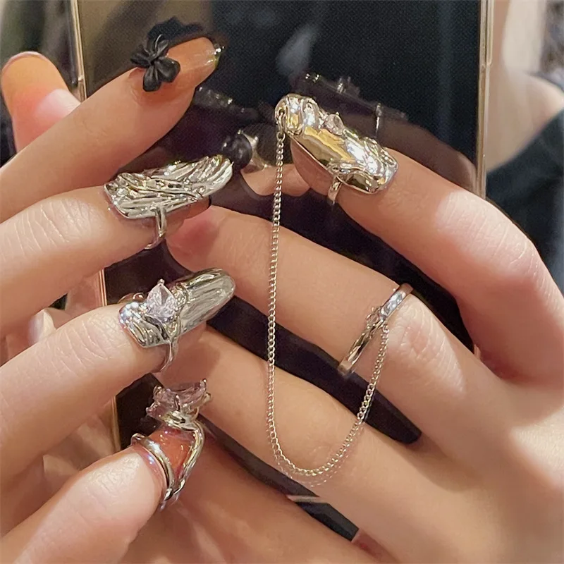 

Four Piece Set Wearing Nail Rings Armor Protection Artifacts Opening Middle Index Tail Ring for Women Fashion Wedding Jewelry