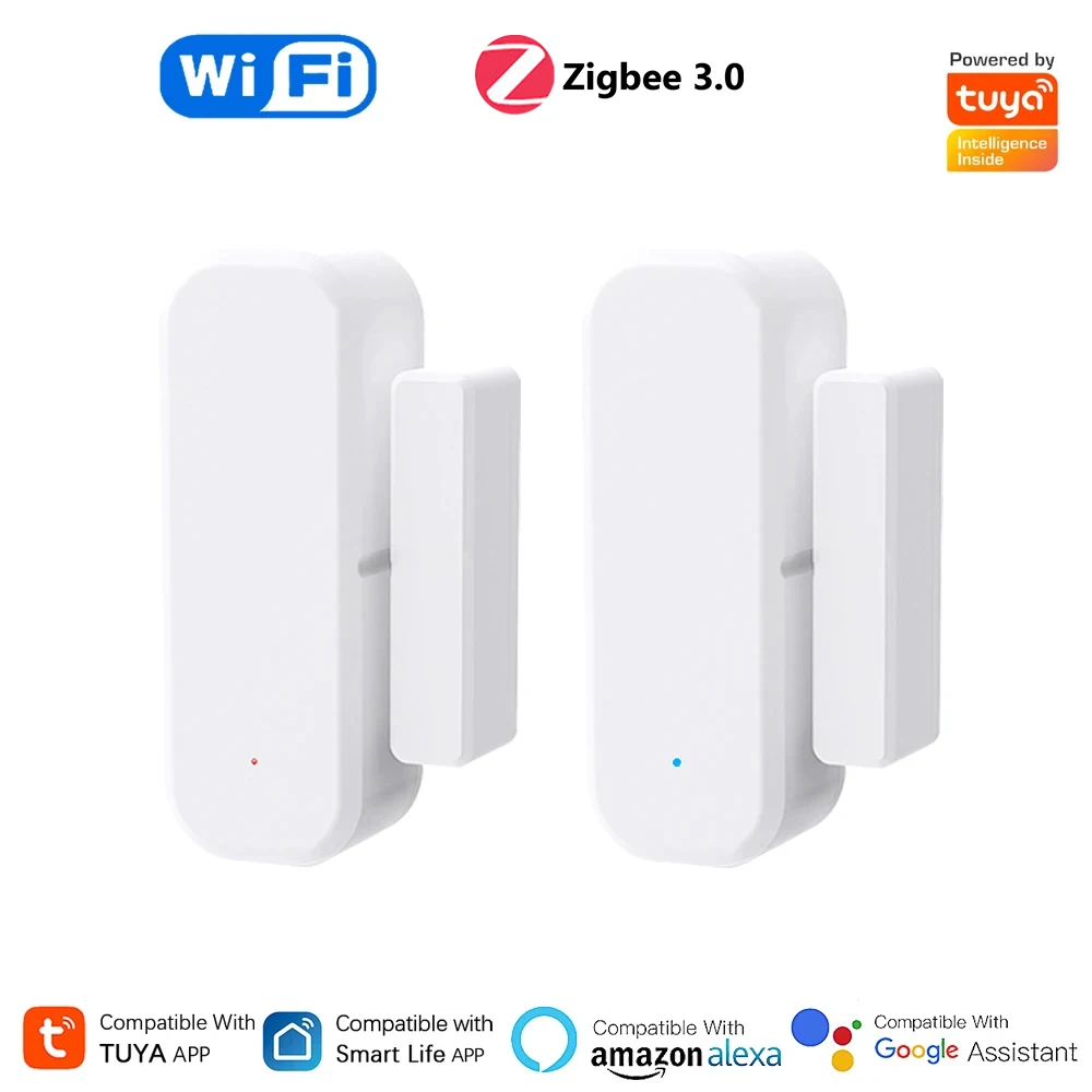 Smart Life App WiFi Zigbee Door Sensor Window Sensor Open/Close Detector Security Protection Alarm Detector Work With Alexa