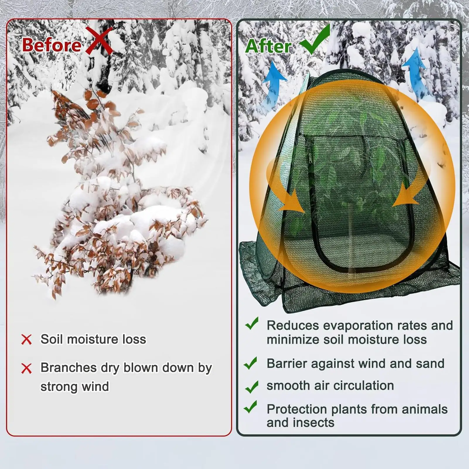 Plant Tent Zipper Breathable Foldable Mesh 28 X 28 X 32in Outdoor Plant Shade Protector For Seedlings Vegetables Fruits Flower