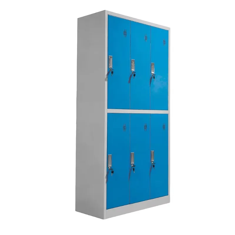 Customizable 6-door blue metal steel durable eco-friendly locker key lock for OEM/ODM use in hospital workshops