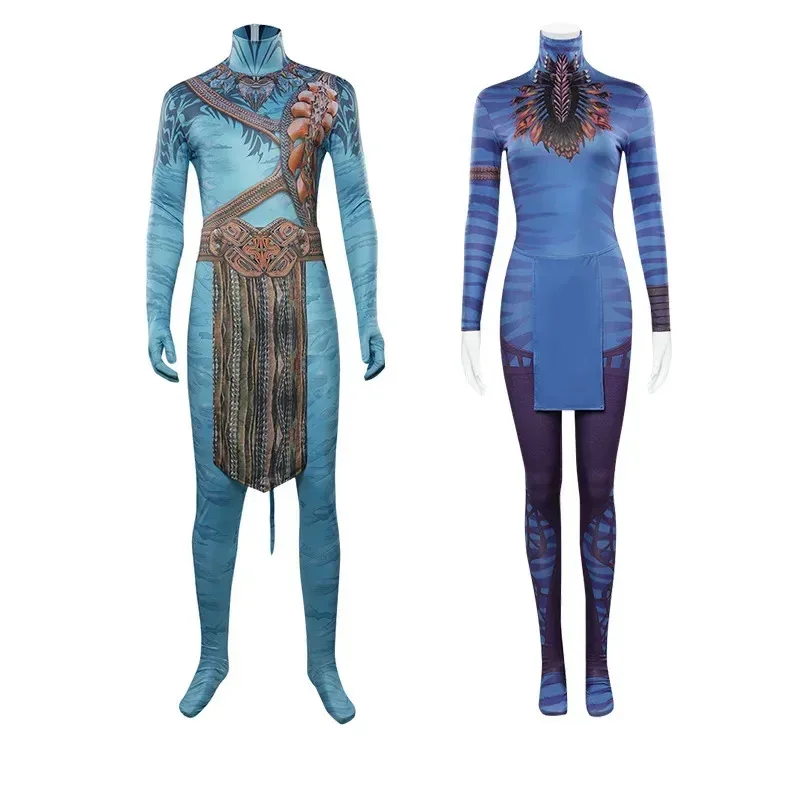 

Movie Aar Jake Sully Neytiri cosplay costume tight printing jumpsuits woman man zentai bodysuit Halloween Carnival party suit