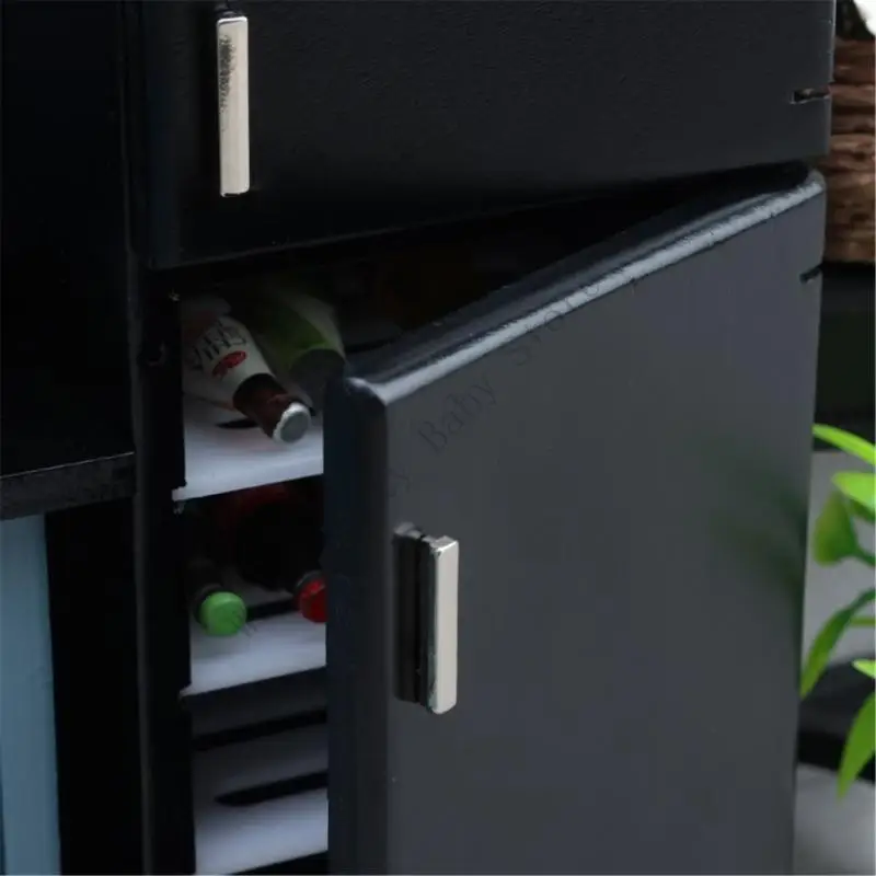 XXFE-refrigerador cocina en miniatura, pieza decoración madera para entusiastas casas muñecas y fabricantes