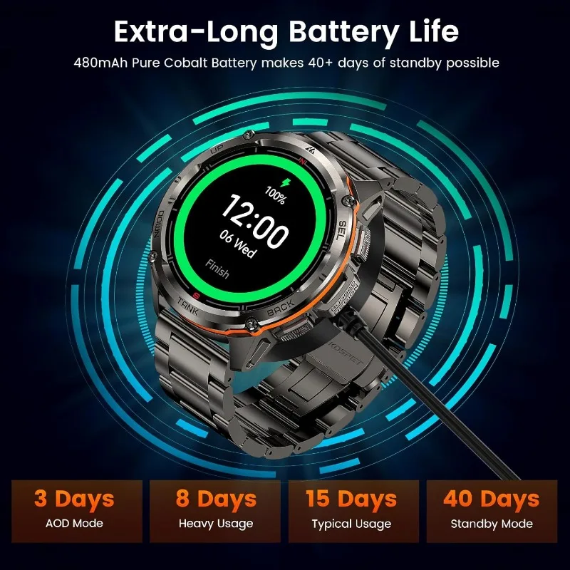 Tank T3 Ultra GPS Smart Watch for Men-Pressure/Altitude/Compass, Extra-Large Battery, Stainless Steel Unibody Rugged Mili