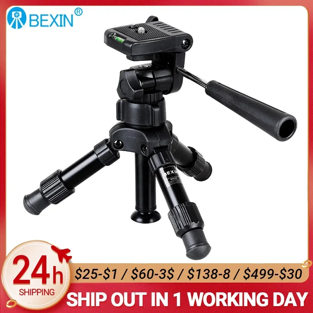 BEXIN MS02 Portable Tripode Mini Tripod Ball Head Digital SLR Camera Tabletop Stand Lightweight Desktop Phone Triangle Bracket