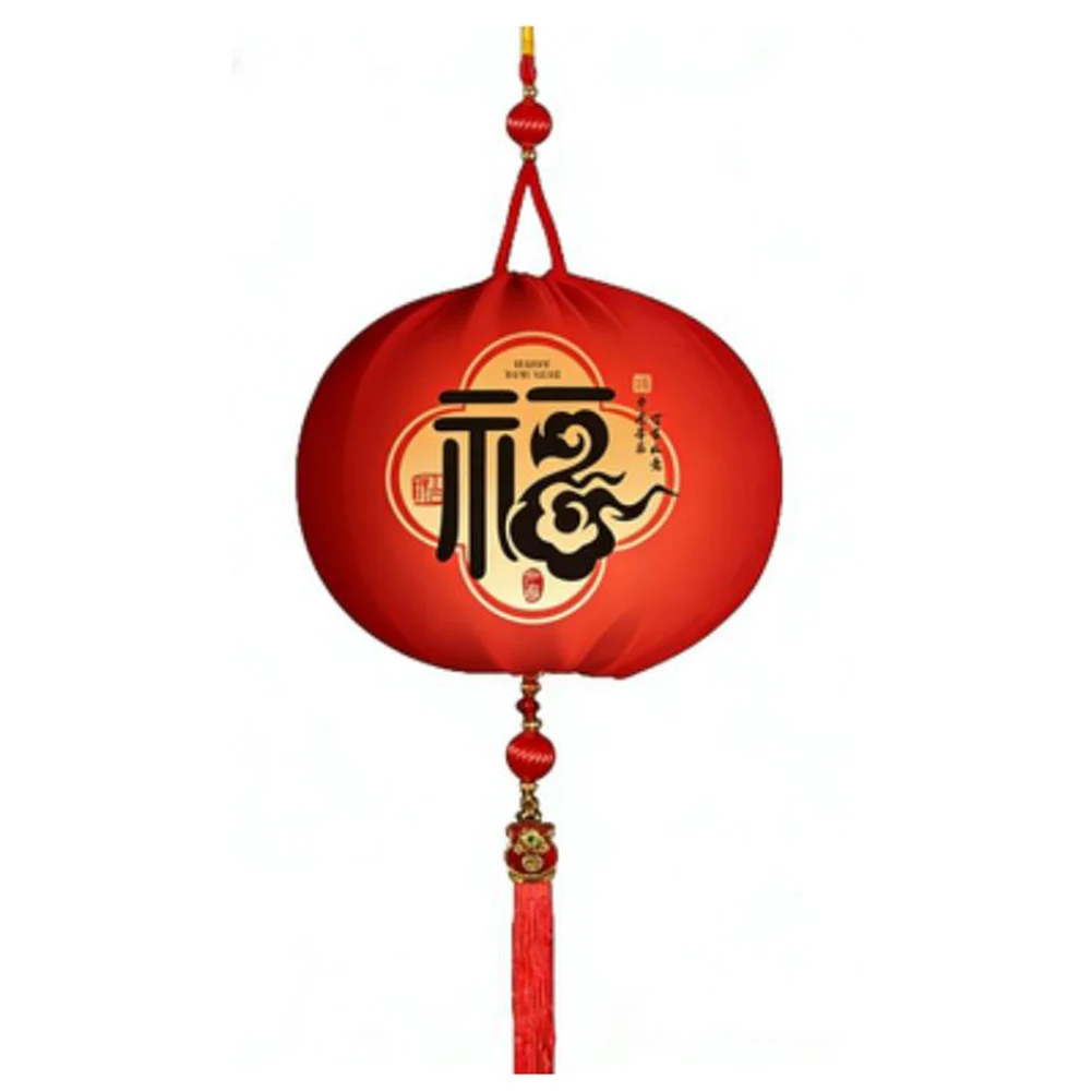 2026 Festive Velvet Red Lantern with Light Sensor Battery Operated Tassel for Doorway Balcony Decoration 30 22cm