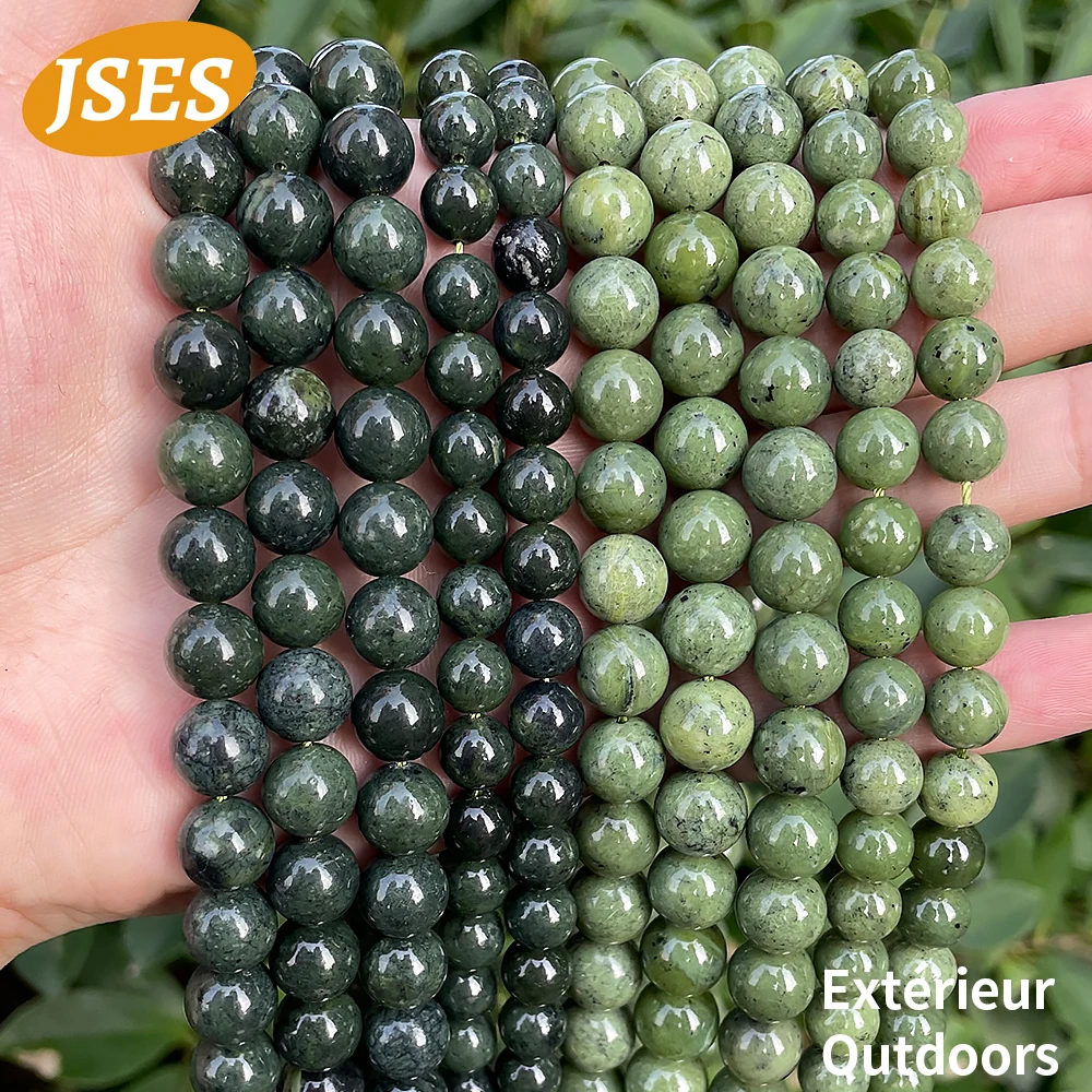 

AA Natural Green Canadian Jade Beads 6 8 10mm Loose Nephrite Beads for Jewelry Making Bracelet Space Strand Bead DIY Accessories