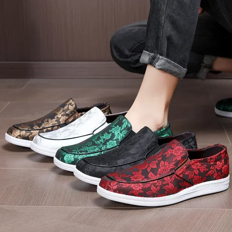 

Мужские лоферы, повседневная обувь на одинарной платформе, дышащая удобная противоскользящая износостойкая повседневная обувь на платформе с цветочным узором, сандалии