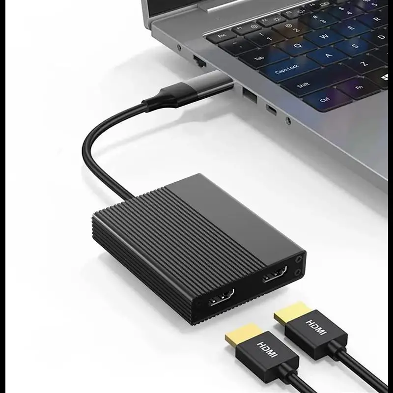 New! 4K 60Hz USB C/USB 3.0 to Dual HDMI Dock Station DL6950 Chip DisplayLink Compatible with Windows macOS mac M1/M2 Android