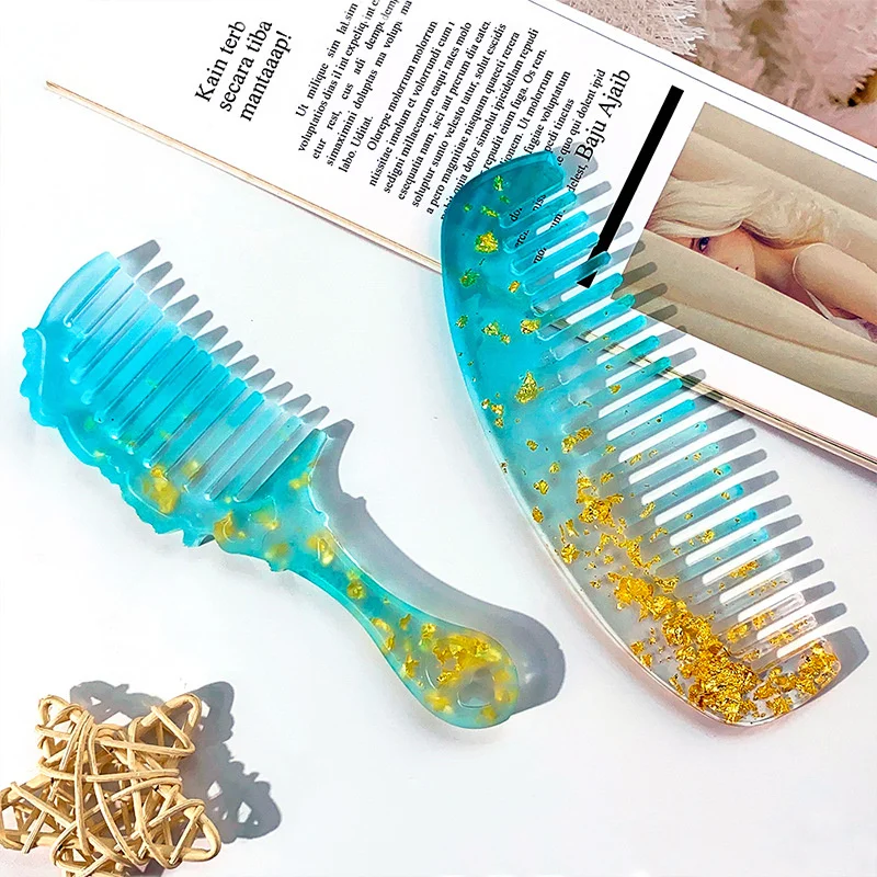 1pcs Combs Epoxy Resin Mold Diy Handmade Four Stylized Long Short Crescent Comb  Silicone Mould Home Decor Hair Detangling Tool