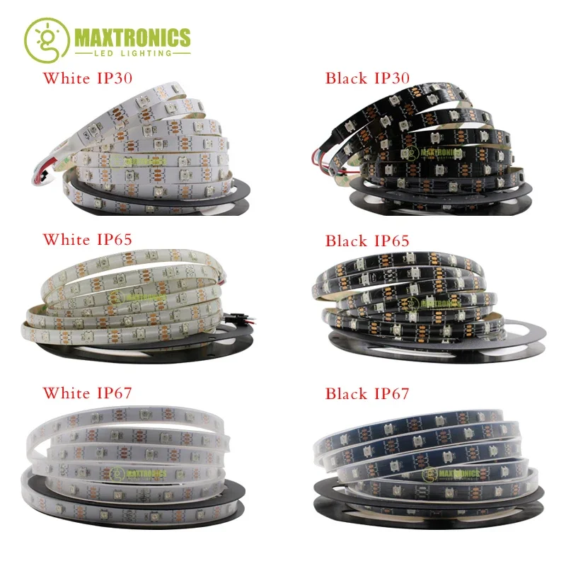 1/5m dc5v ws2812 rgb led streifen individuell adressierbar ws2812b led lichter smart pixel magisches licht schwarz weiß pcb ip30 65 67