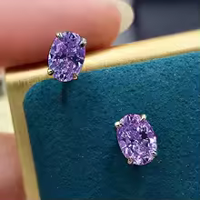 Cubic Zirconia Stud Earrings Oval CZ Crystal Classic Jewelry for Women - E3876