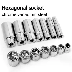 1pc hexagon socket Wrench Head Sleeve Chrome vanadium alloy  8MM 9MM 10MM 11 12 13 14 15 16 17 18 19 20 21 22 23 24