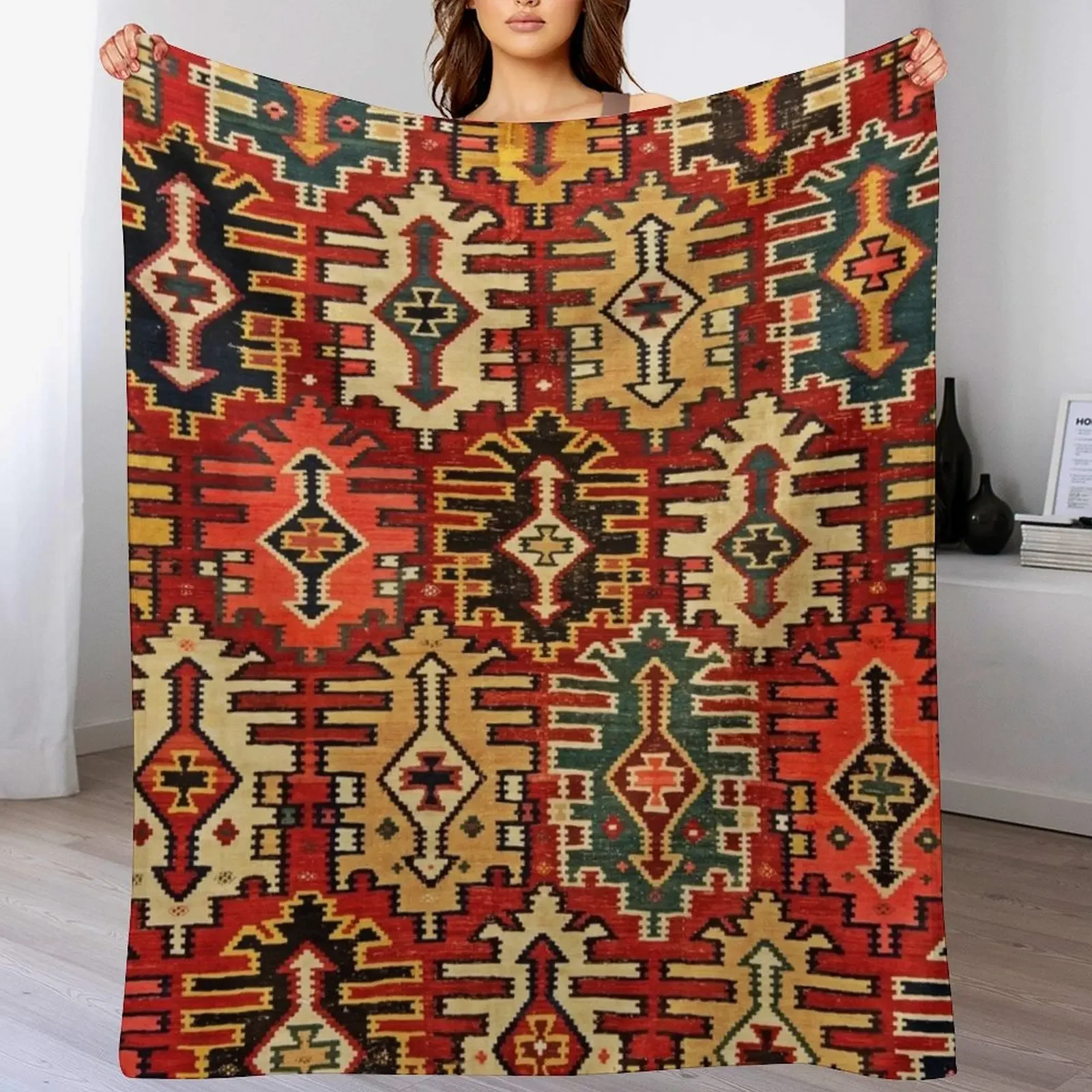 

Antique Turkish Kilim Tribal Rug Print Throw Blanket anime heavy to sleep warm winter For Baby Blankets