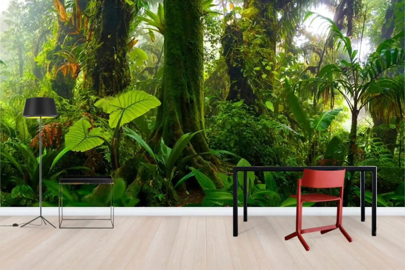 Custom size wallpaper tropical rainforest plants big tree mural original forest background wall decorative painting 3d wallpaper