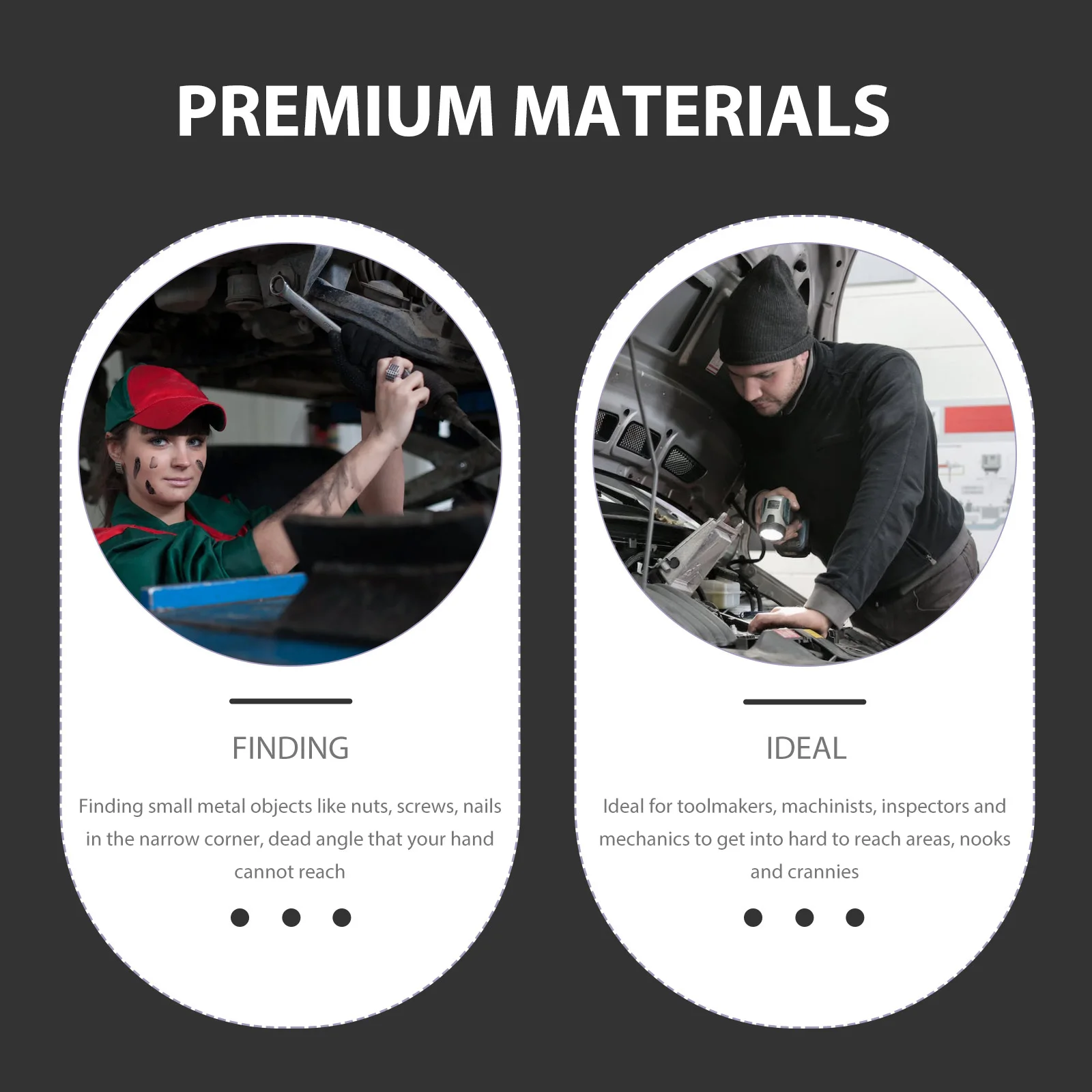 2pcs Telescoping Inspection Mirror Car Retractable Tool For Tight Spaces Auto Repair Swivel Vehicle Inspection Tool