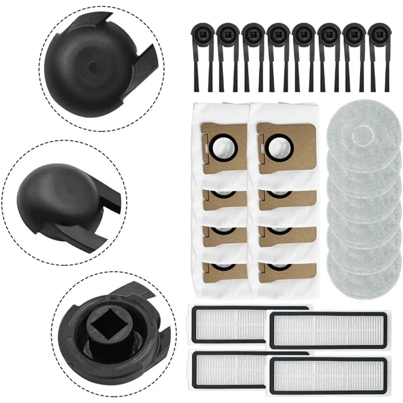 M14K-Accessory Complete Replacement Kit For Mijia M40S/OV31CN Robot Vacuum Cleaner-Side Brush, Hepa Filter, Mop Cloth, Dust Bags