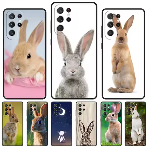Bunny Rabbit Night Sky Moon phone case For Samsung Galaxy S24 S23 S22 Ultra Note 10 20 Plus S8 S9 S10 S20 S21 FE Cover