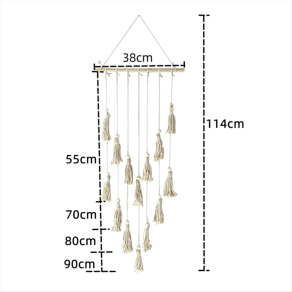 Abjs parede pendurado imagem display macrame com luz de fada e clipe boho tecido foto colagem quadro borlas bege