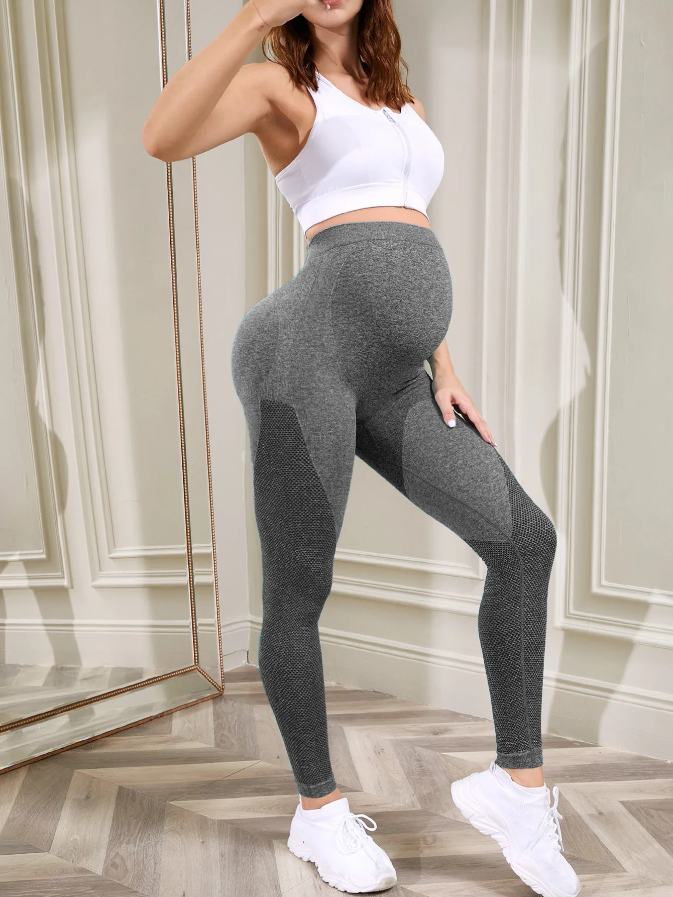 Leggings de maternidad para mujer sobre el vientre, ropa deportiva para embarazo, pantalones de yoga para entrenamiento
