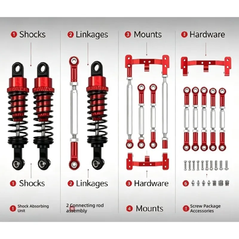 WOTT-MN D90 MN99S RC Car Metal Chassis Linkage Rods For SHOCK ABSORBER Upgrade Kit For Enhanced Performance & Durability