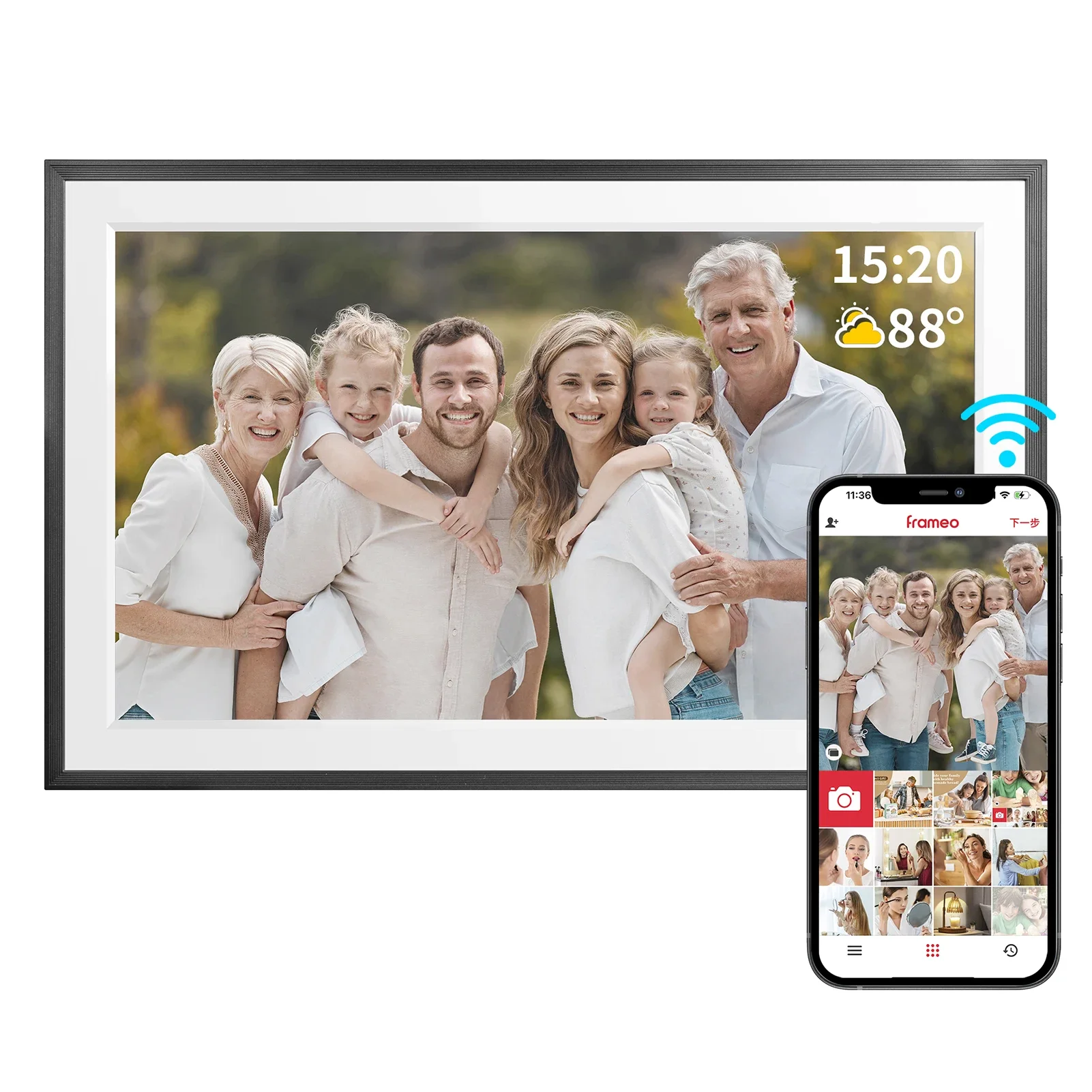 Цифровая фоторамка 15,6-дюймовая Wi-Fi-рамка 1920*1080IPS HD Cloud Smart Digital Photo Frame, хранилище 32 ГБ, настенное крепление, автоматическая Цифровая фоторамка 15,6-дюймовая Wi-Fi-рамка 1920*1080IPS HD Cloud Smart Digital Photo Frame, хранилище 32 ГБ, настенное крепление, автоматическая