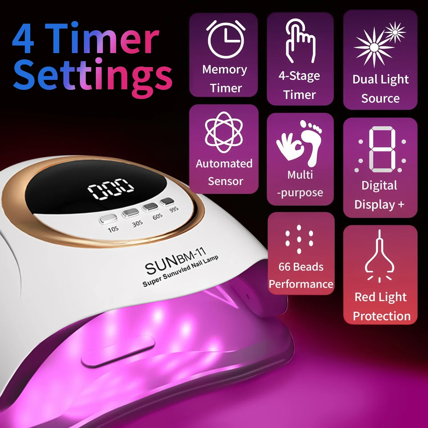 Professionele 66 LEDs UV Gel LED Droger Licht Nagellamp voor Nagels Manicure Gel Polish Nail Art Accessoires Curing Gel Teennagels