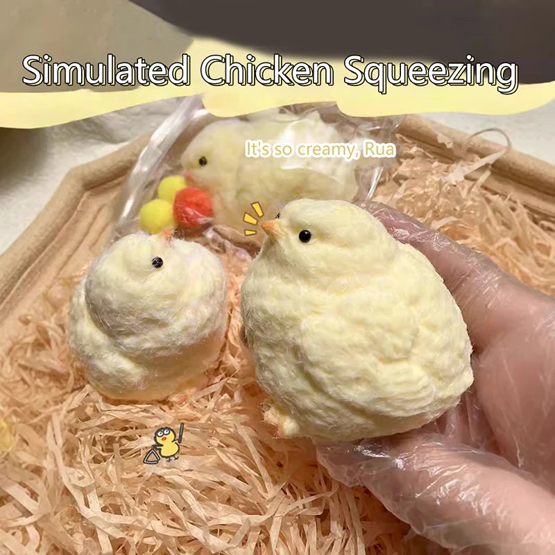 1PC Silicone Hen Chicks Adult Kids Birthday Gift Toy Handmade Squishy Plush Simulation Yellow Chicken Squeezing Pinching Toys