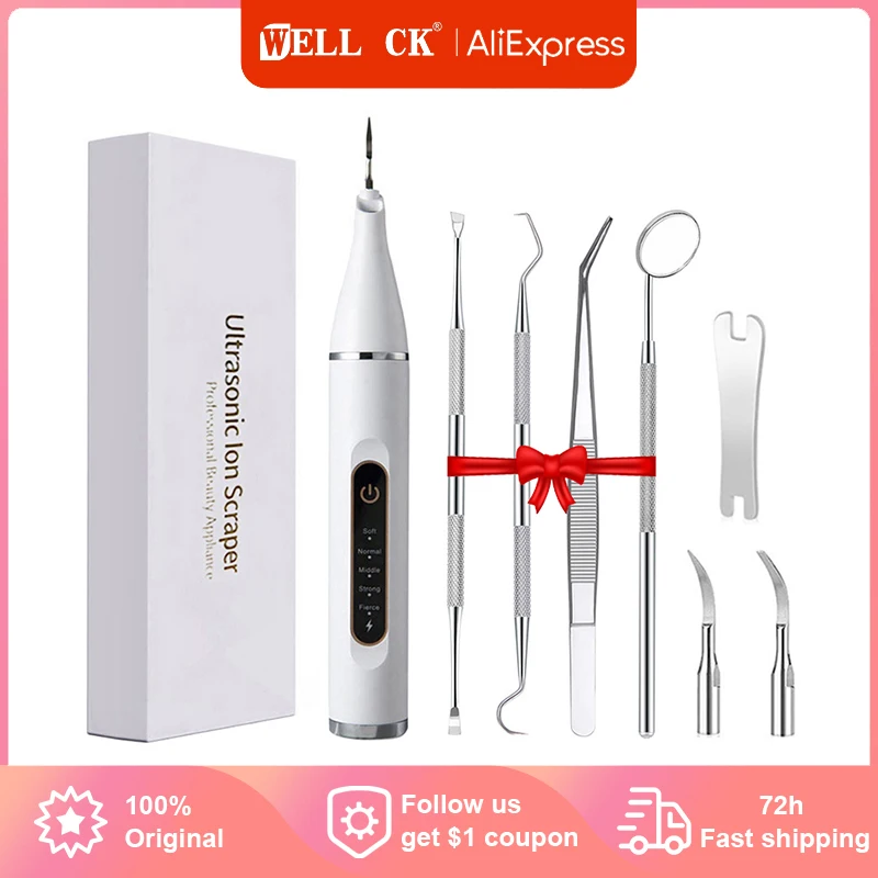 Ultrasonic Dental Scaler Electric Oral Teeth Tartar Remover Calculus Plaque Stains Cleaner Removal Teeth Whitening Tool with LED