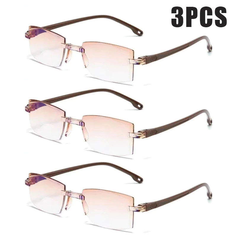 

3PCS 2026 New High-Definition Anti-Blue Light Presbyopia Eyewear Unisex Frameless Ultra-Light Reading Glasses 0 To +4.0