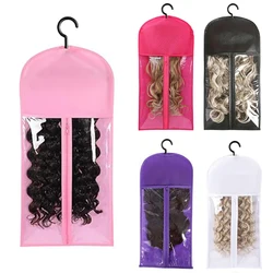 1PCS Hair Extension Storage Bag with Hanger Transparent Wig Organizer Dustproof Holder for Hair Pieces