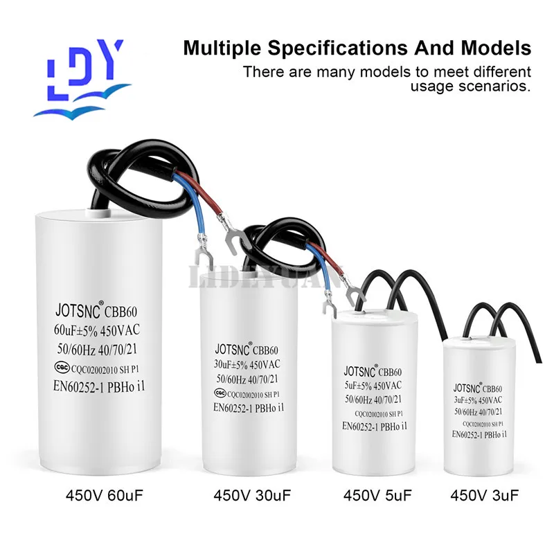 2Pcs CBB60 Motor Running muslimac Water Pump condensatori di avvio Start Motor Run 450VAC