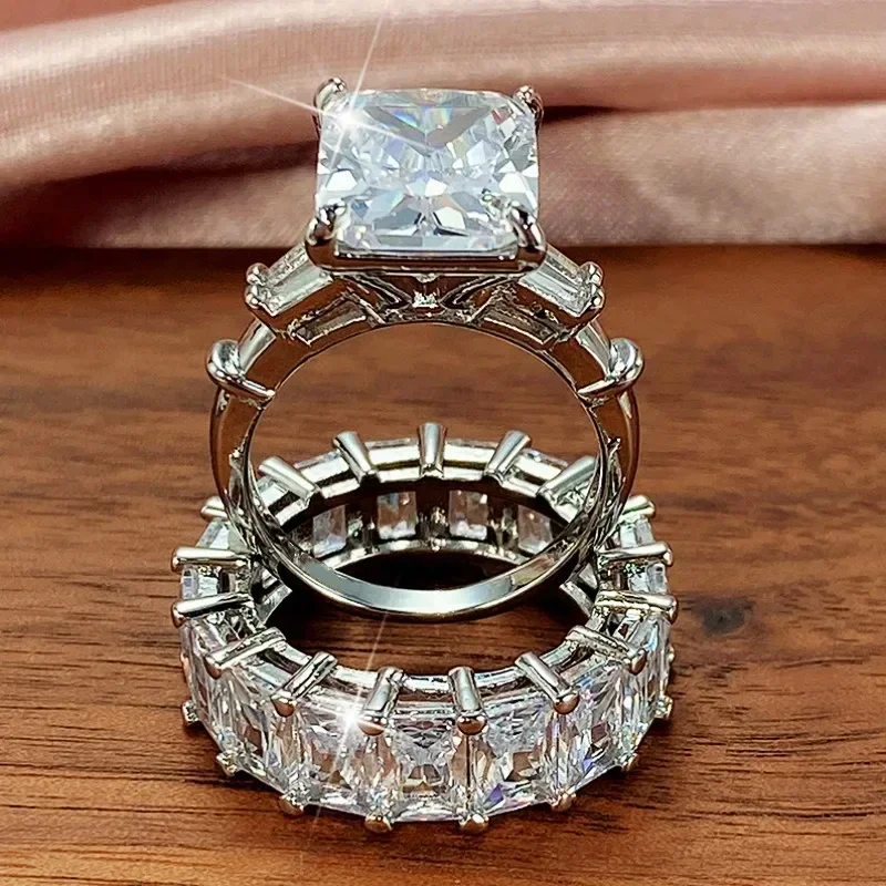 2026 Trendy Double Stackable Set Rings Women Engagement Wedding Party Accessories Luxury 2Pcs  Fashion Female Jewelry