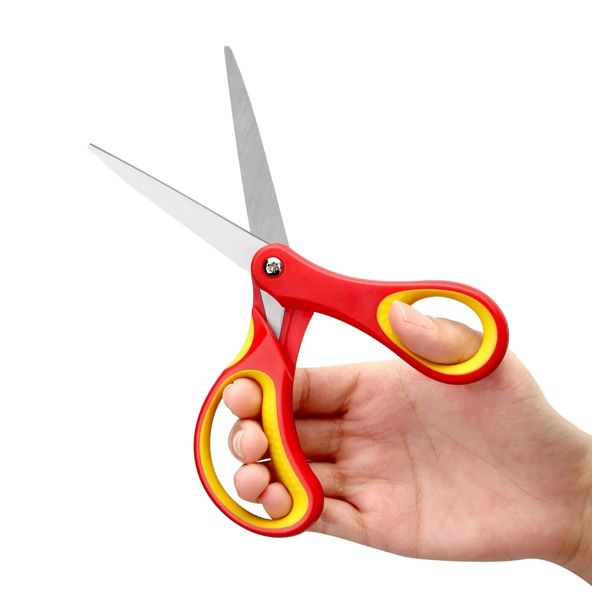 LIVINGO 3 Pack 7 inch Scissors, Sharp Pointed Tip for Ages 12 up Student, Red, Pink, Blue