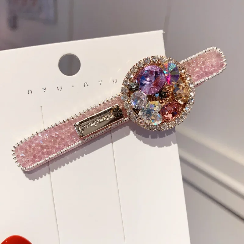 Korean Exquisite Hairpin Fashion Jewelry Bling Crystal Rhinestone Hair Clips for Women Girls Metal Headpiece Hair Accessories