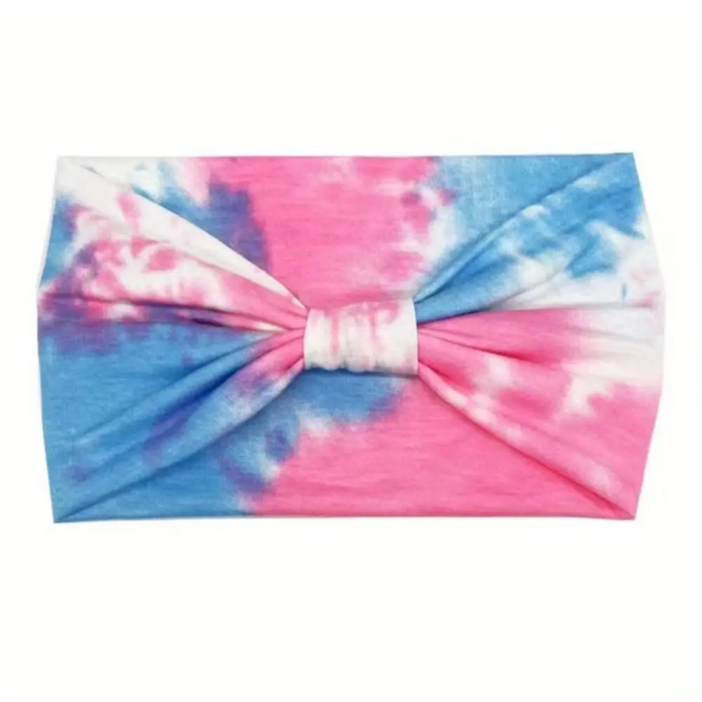 

Bowknot Turbans Colorful Tie Dye Headwrap Elastic Charming Wide Headband Cotton Unisex Cross Headband Dance
