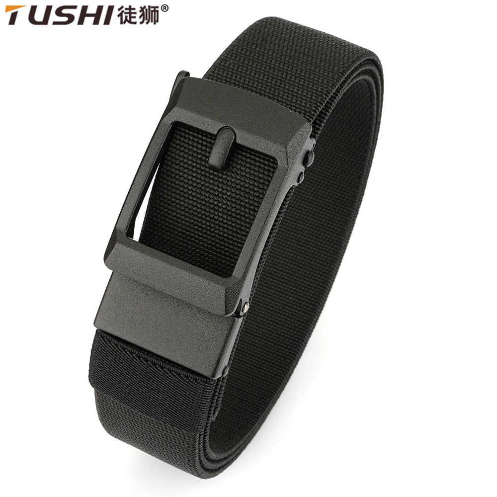 TUSHI New Tactical Belt Automatic Buckle Quick Release Military Elastic Belt Casual Tooling Training Belt Men's Trousers Belt