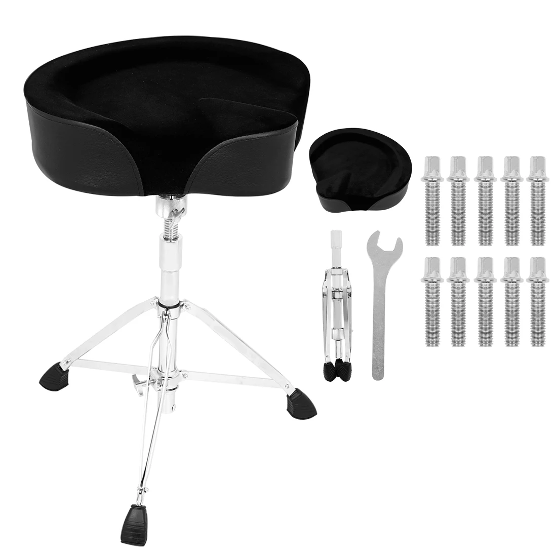 

Universal Drum Stool Throne Seat Saddle Shape Drum Seat Stool Double-braced Stainless Steel Adjustable Legs Anti-slip 5 Levels