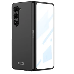 For Samsung Galaxy Z Fold 5 Case Ultra Thin Matte Skin Friendly With Tempered Glass Shockproof Protection Hard Cover Accessories
