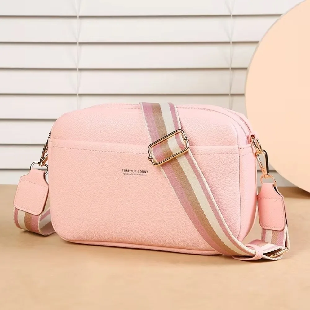 

Fashion Large Capacity Crossbody Bag Multi Zipper PU Leather Messenger Bag Solid Color Casual Shoulder Bag