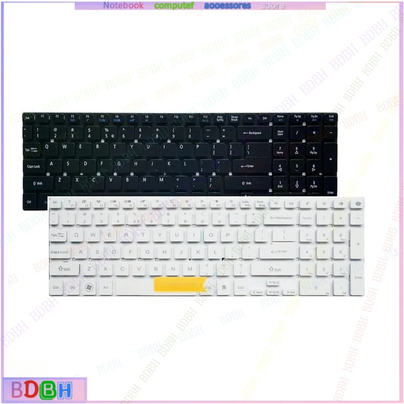 Teclado ZQ US para Acer Aspire V3-7710 V3-772G 5830 5830G 5830T 5755 V3-551 V3-571g v3-771G V3-731 V3-572G, Inglés, Negro y Blanco