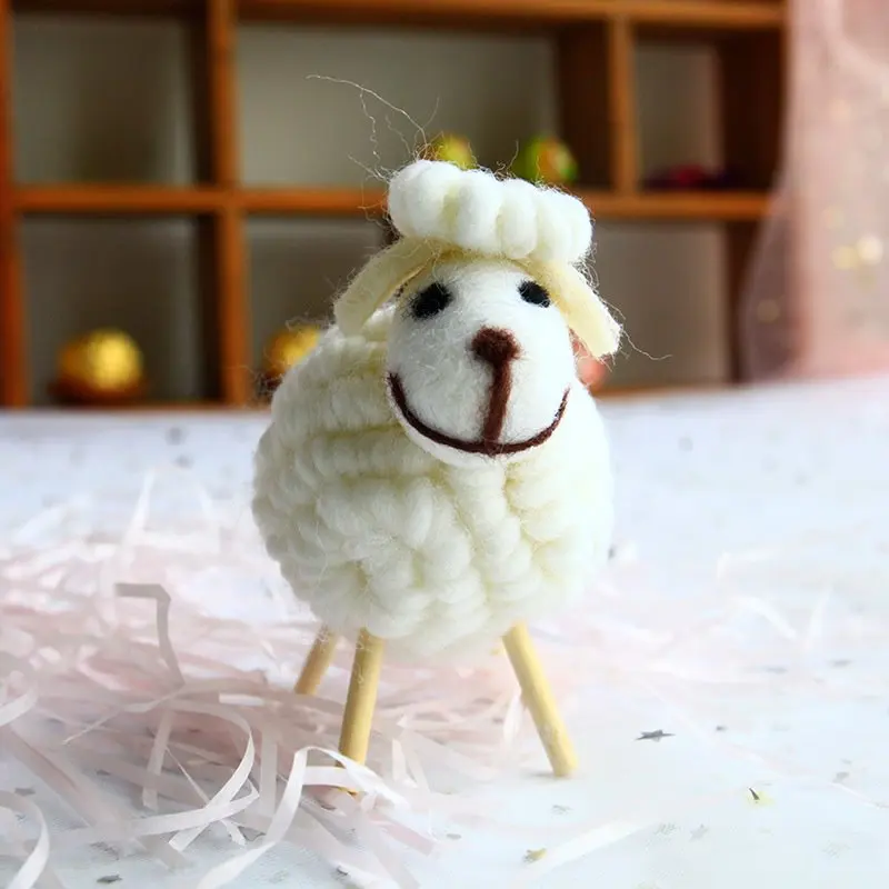 Festival Miniaturen Feestartikelen Wolvilt Schapen Kid Gift Woninginrichting Desktop Decor Beeldjes Mini Tafelornament
