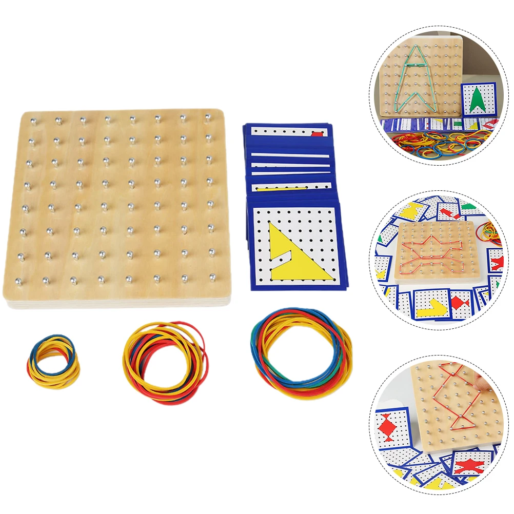 التعلم المبكر Geoboard لوحة ألغاز الرياضيات الخشبية للأطفال الهندسة التعليم الجذعية لعبة لوحة الأظافر مجموعة أدوات رياضية