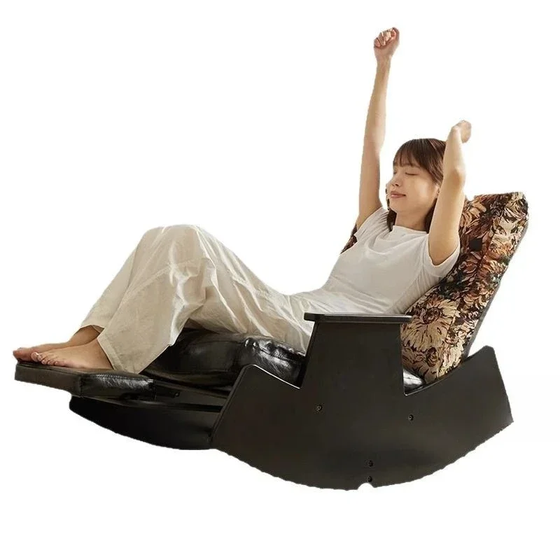Solid wood rocking chair home retro leisure recliner balcony single lazy sofa reclining sofa living room rocking chair